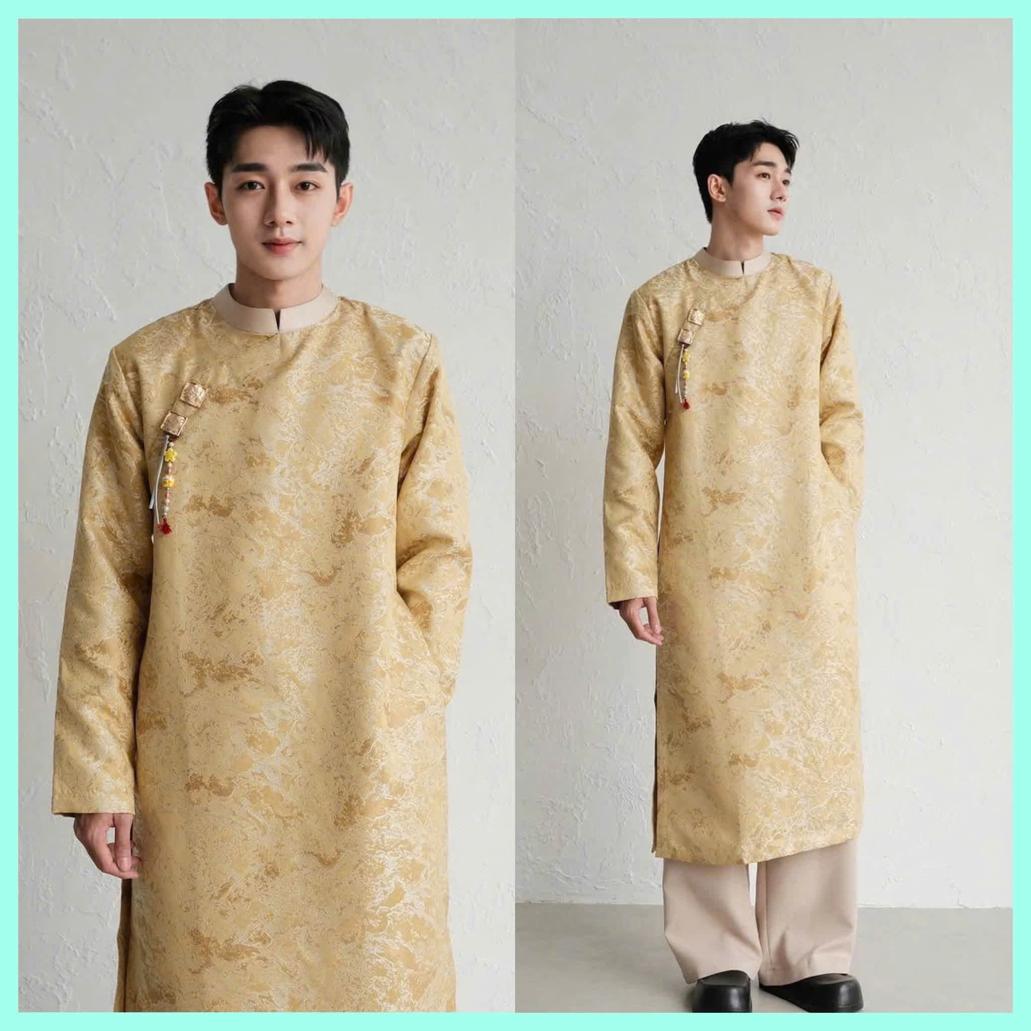 AODAI285 - cổ họa tiết trơn